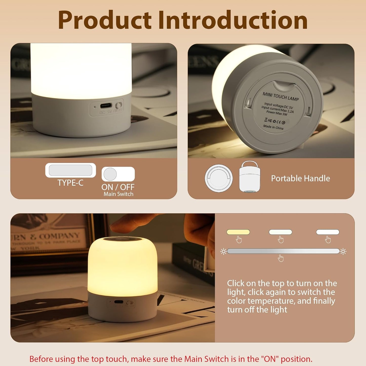 Skiennix Portable Baby Night Light - Rechargeable Dimmable LED Egg Lamp | 3 Colors for Nursery