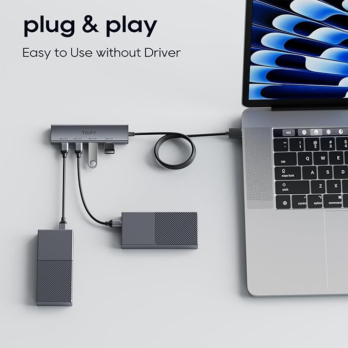 USB 3.0 Splitter HUB with 2 USB-C & 2 USB-A Port,Multi USB C USB A 3.0 Hub with 4FT Extended Cable,4 Ports USB Extender Multi USB Port Hub for Laptop, PC, Flash Drive, HDD,Printer, Mouse, Keyboard