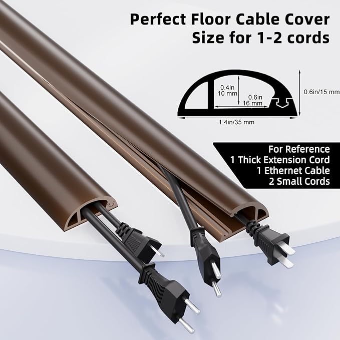 Cord Hider Raceway Kit, 118 inch Wall Cable Hider for 1 Cable, Silicone Material Hiding Wall Mount TV Powers Cords in Home Office, W0.59 H0.39in White