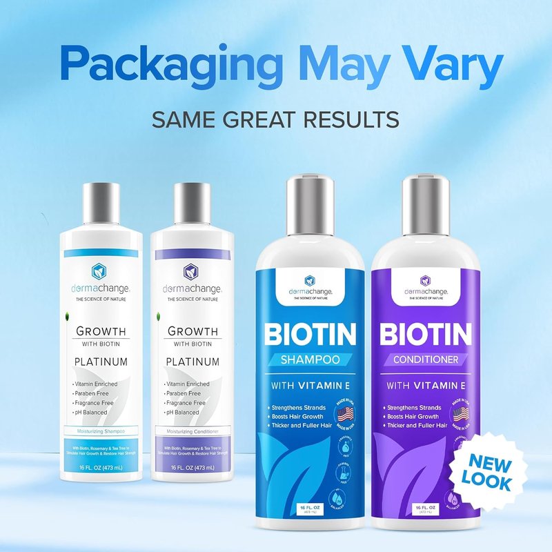 Biotin Hair Growth Shampoo & Conditioner Set - Deep Hydration for Dry, Damaged Hair | Sulfate-Free, 2 Pack, 8oz