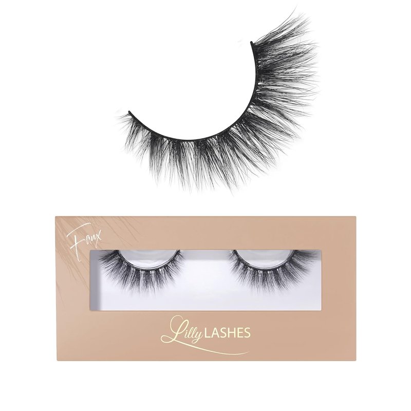 Lilly Lashes Naturale Faux Mink Cat Eye Eyelashes - Reusable Wispy 13mm Black Pair