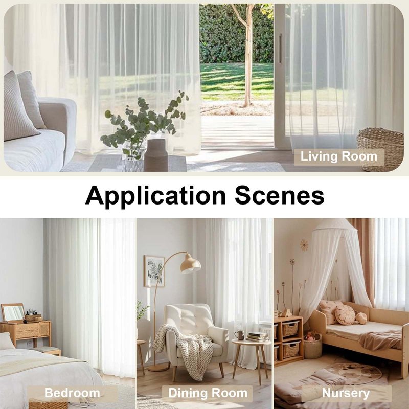 OWENIE Sheer Curtains 84 inch Length, Ivory Sheer Cutains 2 Panels Set for Bedroom/Living Room, Rod Pocket Voile Fimly Drapes, 2pcs, Each 42" W x 84" L