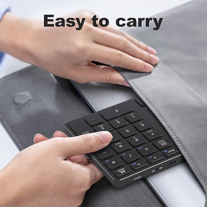 MOFII Number Pad for Laptop - Bluetooth Black Wireless Numeric Keypad 35 Keys USB-C Rechargeable Numpad, Accounting Portable Financial Data 10 Key for Laptop/PC/Desktop/Notebook/Surface Pro