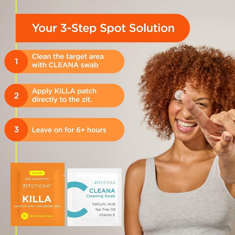 ZitSticka Killa Microdart Pimple Patches for Face - Most Potent Pimple Patch with Fast-Acting Microdarts - For Deep, Early-Stage Zits with Salicylic Acid - Regular 8 Count with Cleaning Swab