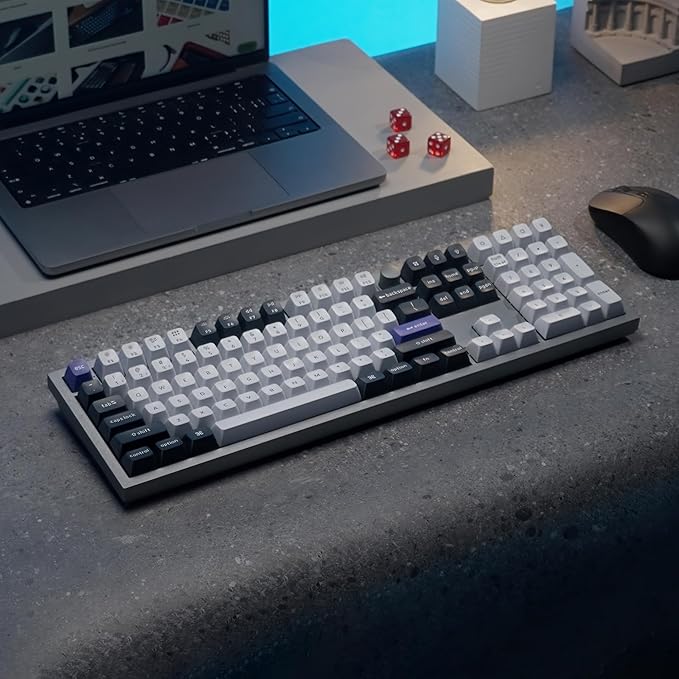 Keychron Q6 Pro Full Aluminum RGB Wireless Bluetooth Custom Mechanical Keyboard, Full-Size QMK/VIA Programmable Knob KSA Double-Shot PBT Keycap Hot-Swappable Red Switch, Mac Windows Linux - Grey