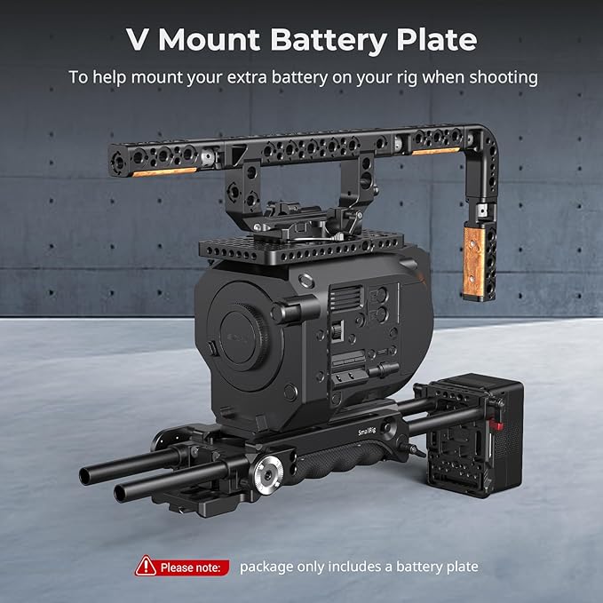 SmallRig V Mount Battery Plate, V-Lock Battery Plate with Dual 15mm Rod Clamp, 1/4"-20 & 3/8"-16 Threaded Holes, for SmallRig V Mount Battery VB99 SE / VB99 / VB99 Pro, for Neewer PS099E
