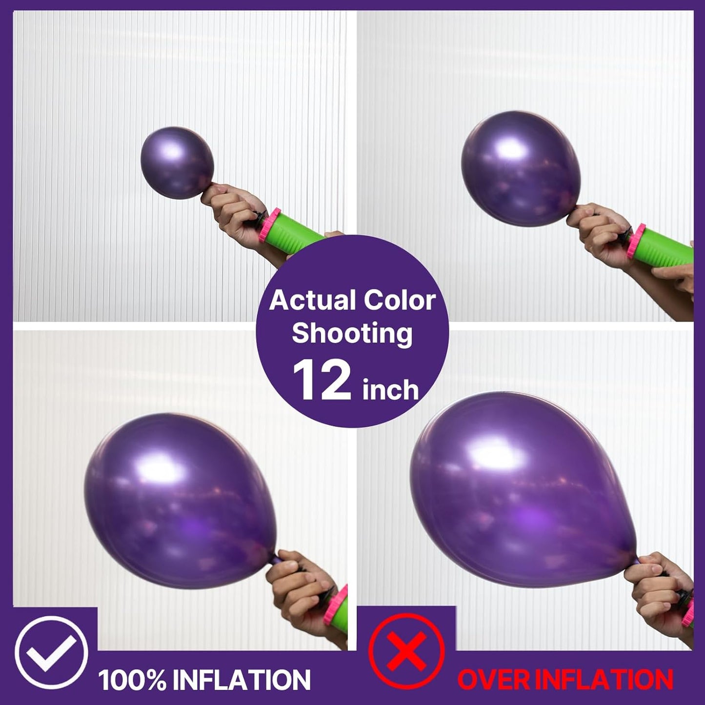 PartyWoo Metallic Purple Balloons - 100 Pcs 12 Inch Chrome Latex Helium Balloons for Celebrations