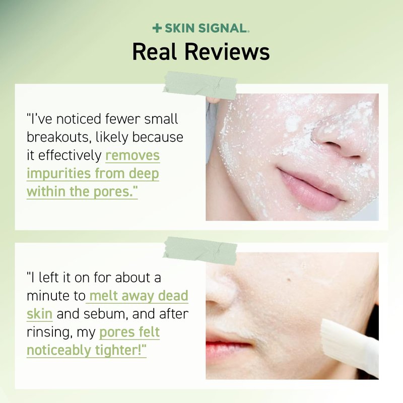 SKIN SIGNAL Green Clay Enzyme Cleanser, Whitehead Remover Powder Cleanser, Deep Pore Cleansing with PHA, Gentle Exfoliating Face Wash, Facial Scrub for Blemish-Prone Skin, Korean Skin Care