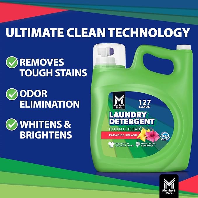 Member's Mark Liquid Laundry Detergent, Paradise Splash, 196 Fl Oz (127 Loads)