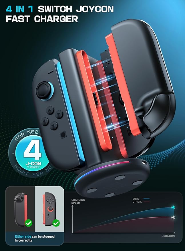 SUPCASE Charging Dock for Nintendo Switch 2 Joy Con, Black
