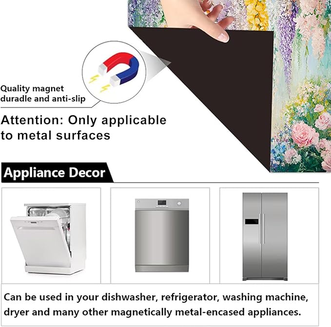 Dishwasher Magnet Cover 23x26 in Hanging Garden Wisteria and Floral Cascade Painting Dishwasher Cover for Kitchen Appliance Decoration Front Panel Sticker Rustic Home Decor
