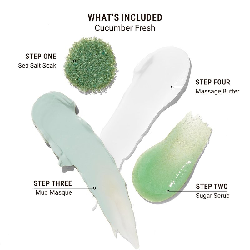 VOESH Pedi in a Box 4 Step Fresh Trio - 3 Pack of Ocean Refresh, Eucalyptus Energy Boost, & Cucumber Fresh Pedicure Set, DIY Pedi, Foot Spa