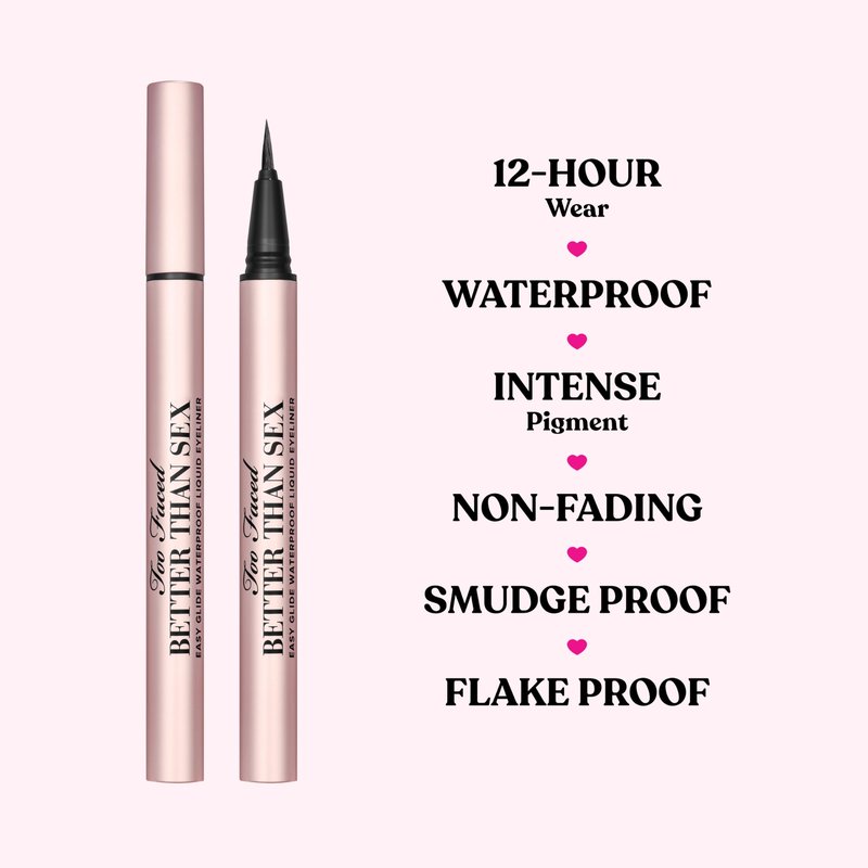 Too Faced Better Than Sex Easy Glide Liquid Eyeliner | Flake & Waterproof Liquid Eyeliner For Intense Pigment, 0.02 Fl Oz, Chocolate Brown