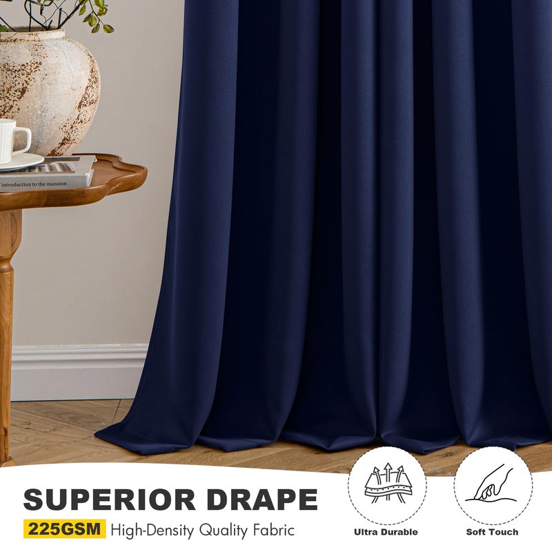 MIULEE Navy Blue Blackout Curtains - Bedroom Window Treatment Curtains Thermal Insulated Room Darkening Drapes for Living Room Kitchen Grommet Top Light Blocking Drapery, 40 x 54 Inches Long, 2 Panels