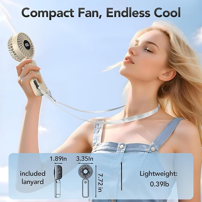 PANERGY Handheld Fan Foldable, 5000mAh Rechargeable Hand Fans with Powerful Cooling, 4 Speeds, LED Display, Portable Fan for Travel,Concerts,Makeup,Lash,Outdoor Events,Gifts Women
