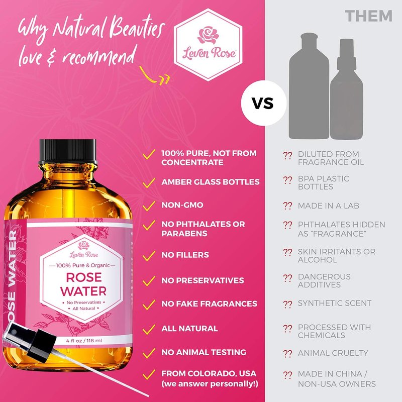 Jojoba Oil & Rose Water Facial Toner Bundle - Hydrating Moisturizer for Skin, Hair, Body & Nails | 4 oz Each