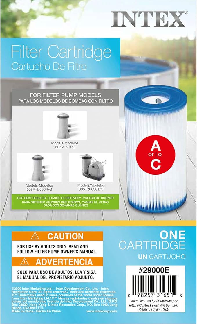 Intex 29000E 8" x 4.25" Type A Easy Set Above Ground Pool Replacement Filter Cartridge or Similar Brand Pool Pumps, (4 Pack)