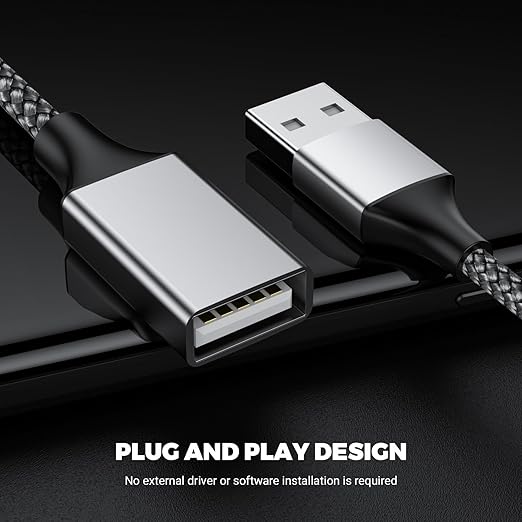 POHFP 3.3FT USB A Male to 3 Female Extension Cable, USB Splitter 1 in 3 Out Support Charging and Data Transfer for Printer/Keyboard/Flash Drive/PlayStation/Laptop/LED Etc(Silver)