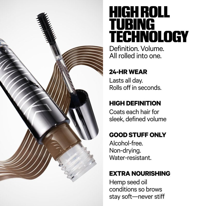 Milk Makeup KUSH High Roll Defining + Volumizing Brow Tint – Tubing Brow Gel Shapes, Volumizes + Sets Eyebrows Up to 24 Hours – Water Resistant, Smudge-Proof, Clean – Herb (Medium Brown), 0.16oz