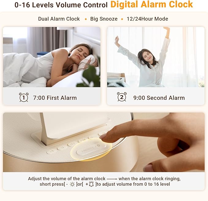 Alarm Clock with Wireless Charging Station, Clock for Bedroom with Dimmable Night Light Bluetooth Speaker, Wireless Charger Dock Station for iPhone 16 15 14 13 12 11 Pro Max, Apple Watch