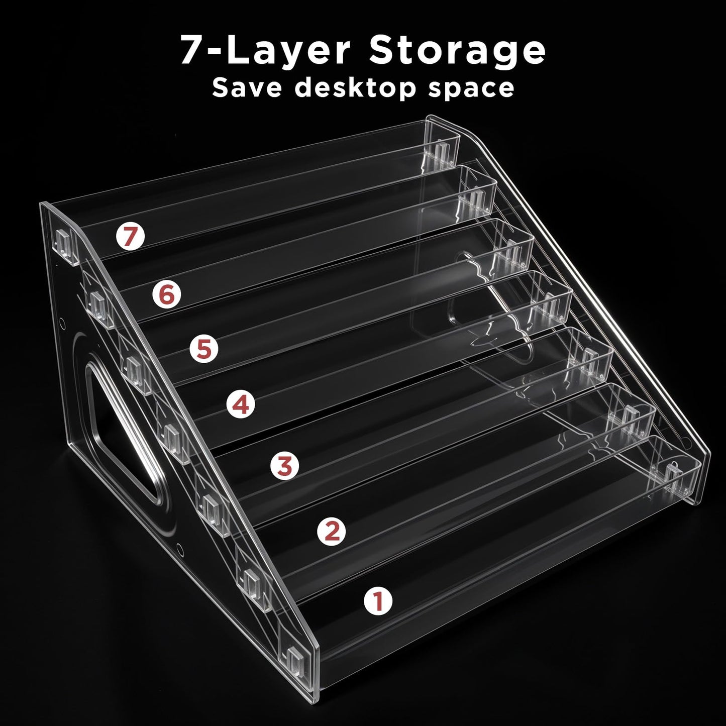 Nodaaiie 2 Pcs 7 Tiers Clear Essential Oils Nail Polish Organizer Acrylic Display Stands, Paint Organizer Rack, Acrylic Display Rack for Nail Polish, Sunglasses, Essential Oils, Eyeglasses and Makeup