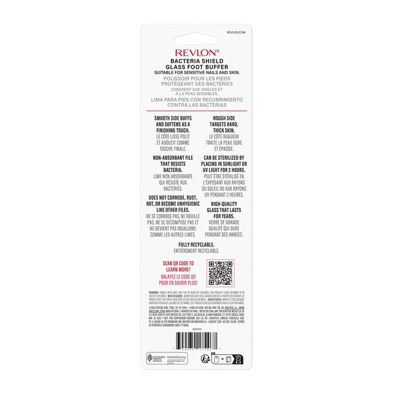 Revlon Glass Foot File and Buffer, Pedicure Tool, Callus and Dead Skin Remover, 1 Count