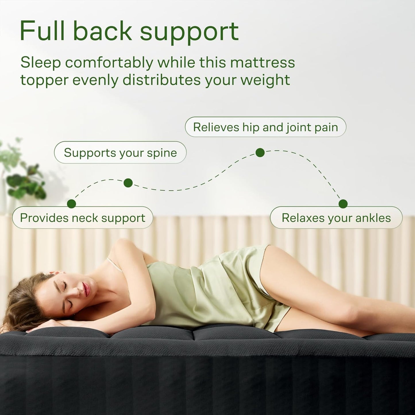 Niagara Ultra Soft Queen Size Mattress Topper - Bamboo Viscose Pillow Top for Back Pain Relief | Naturally Cooling, Black