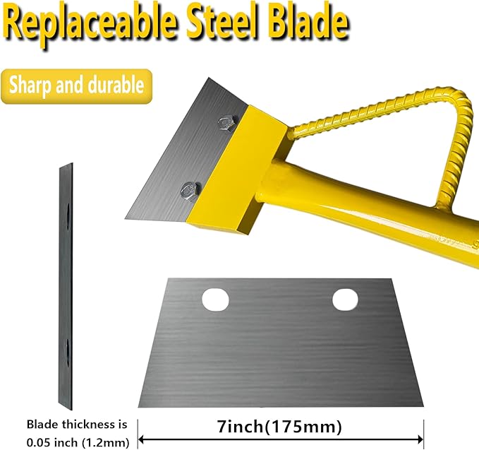 7â Heavy Duty Scraper Long handle scraper Tile Scraper Ice Scraper Removal Scraper Sturdy Floor Scraper Big Blade Scraper