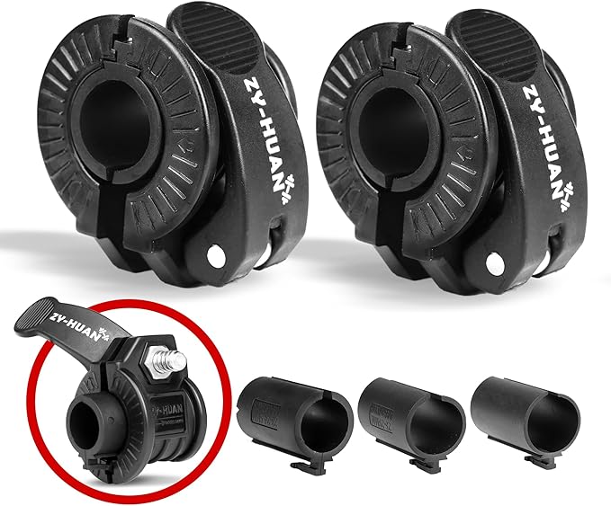 ZY-HUAN Pro Barbell Clips 1 inch Barbell Clamps 0.9-1.18inch Quick Release Weight Clips for Bars Multi-Size Adjustable Olympic Barbell Clamps (Black)