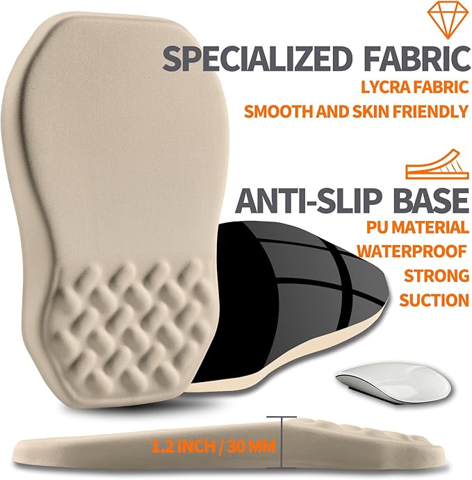 Armanza Ergonomic Slope Mouse Pad Wrist Support, Wrist Rest Mousepad for Carpal Tunnel Pain Relief with Massage Bulge and Slow Rebound Memory Foam (12x8 inch, Apricot)
