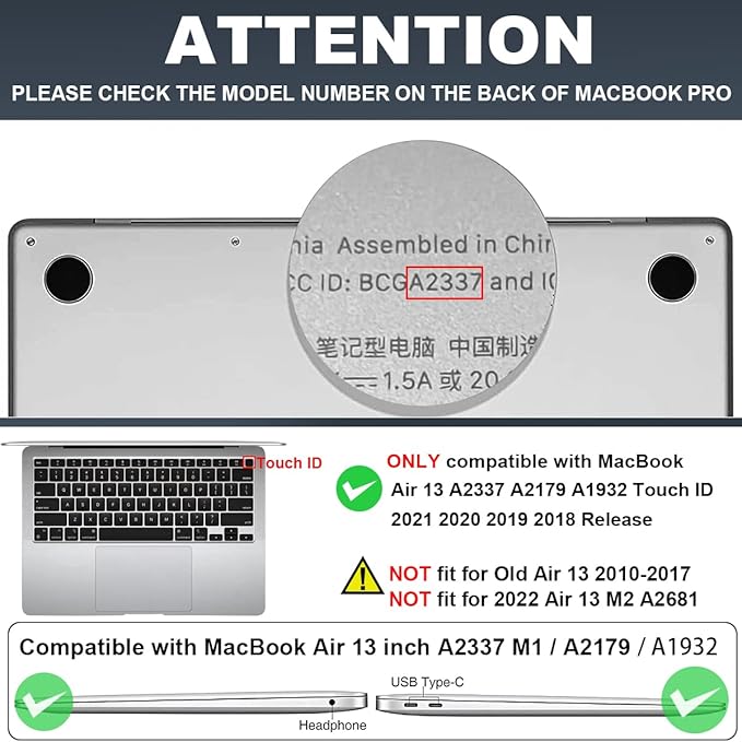 LCMOCICO Compatible with 2018 2019 2020 2021 MacBook Air 13 inch Case M1 A2337 A2179 A1932, Clear Printed Pattern Hard Shell Case & Keyboard Cover for Mac Air 13 M1 Touch ID, Navy Blue Wild Flowers