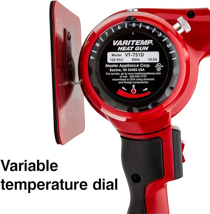 Master Appliance VT-751D Industrial Heat Gun, Quick Change Plug-In Heating Element, Variable Temperature Heat Gun, 130F to 1200F, 120V, 1740W, 14.5 Amps, Engineered In USA