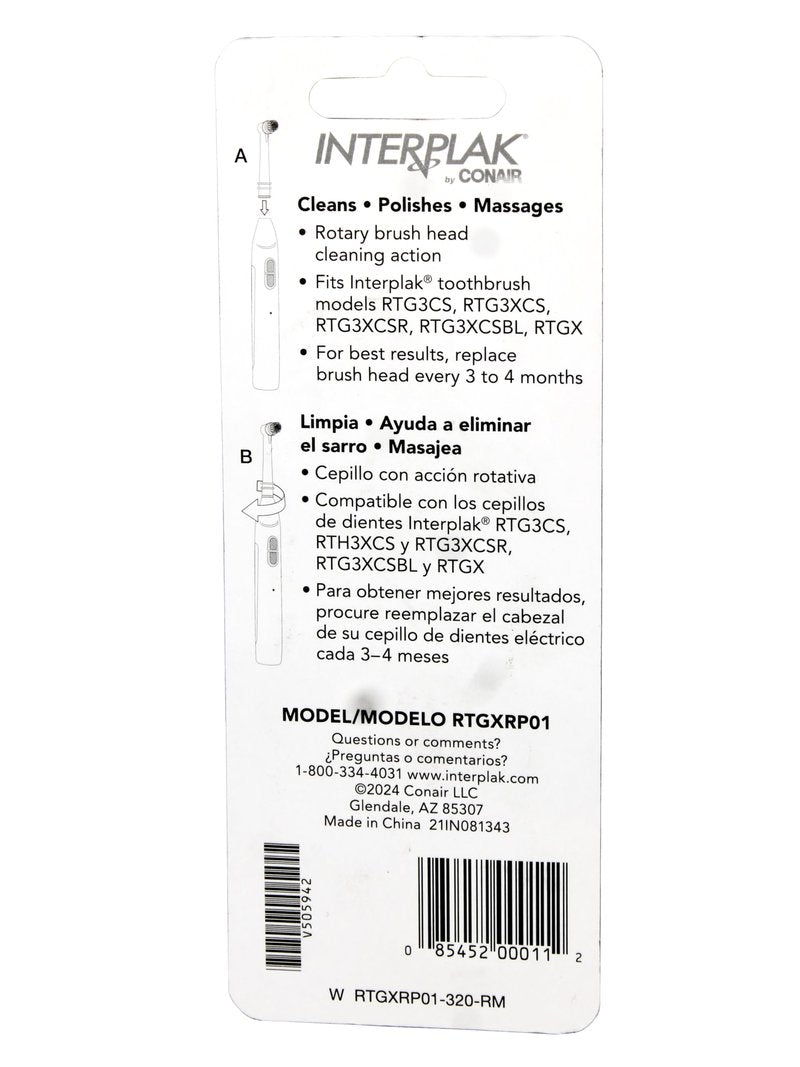 Interplak by Conair OptiClean Replacement Brush Heads 2 ea