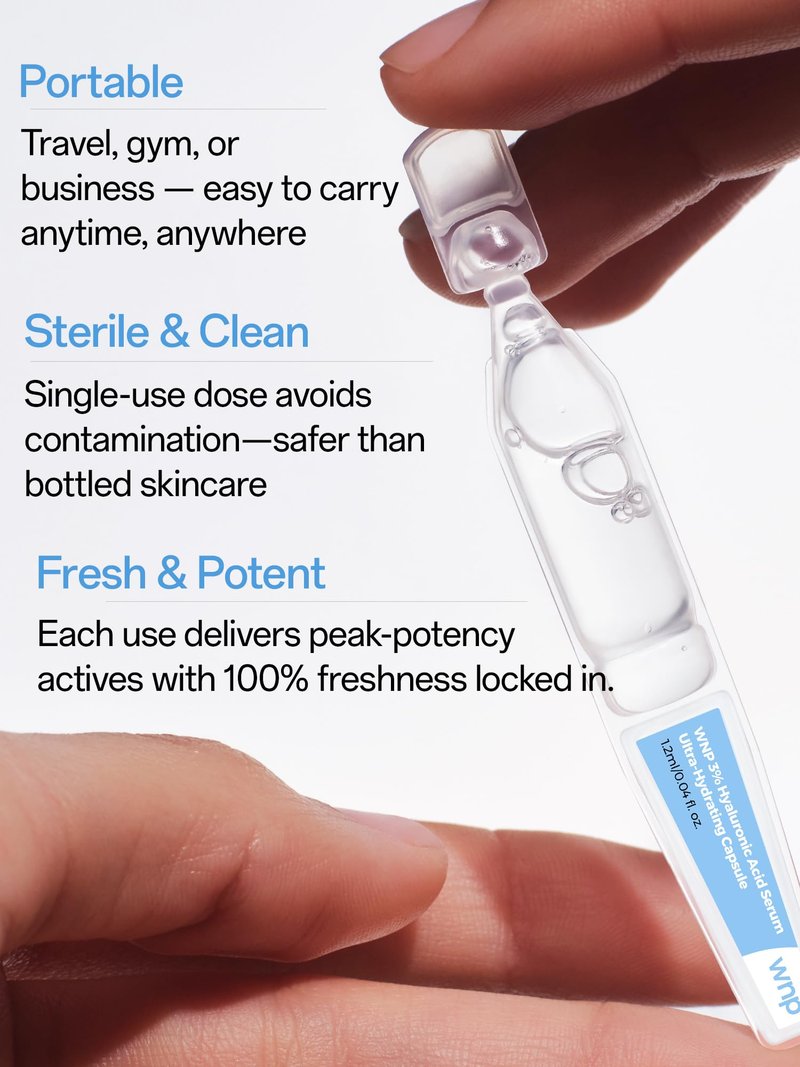 WNP Ultra Hydrating Serum 3% Hyaluronic Acid Smoother Skin|Pre-makeup SkinCare|Anti-Aging serum for face Single-Use Vials Skincare|for Sensitive skin|4D Hyaluronic Acid (60 vials)
