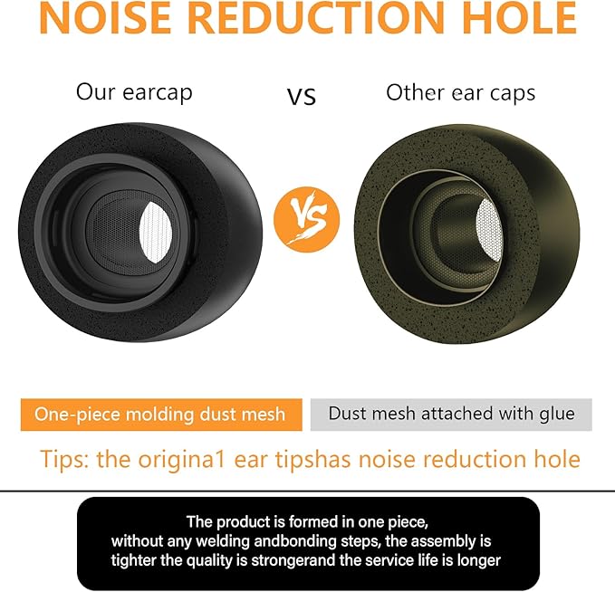 Pohgelan Memory Foam Replacement Ear Tips Compatible with AirPods Pro 2nd/1st Generation,with Noise Reduction Hole & Built-in dust Guard Screen,for USB-C Charging Case with Cleaner kit -Black