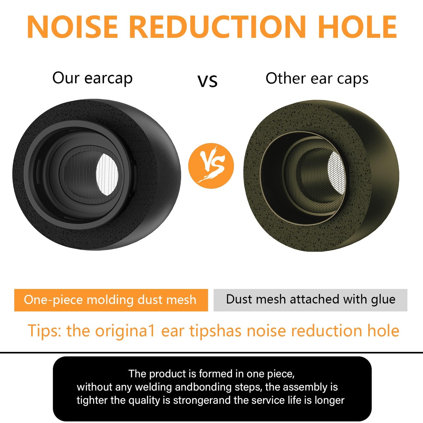 Pohgelan Memory Foam Replacement Ear Tips Compatible with AirPods Pro 2nd/1st Generation,with Noise Reduction Hole & Built-in dust Guard Screen,for USB-C Charging Case with Cleaner kit -Black