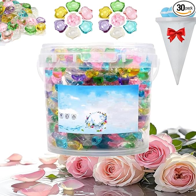 100PCS Magic Laundry Beads, 9x More Concentrated, Weeks of Freshness, Deep Cleaning Laundry Detergent Capsules, Easy Dissolve Washing Pods for All Fabrics and Colors Clothes (30)