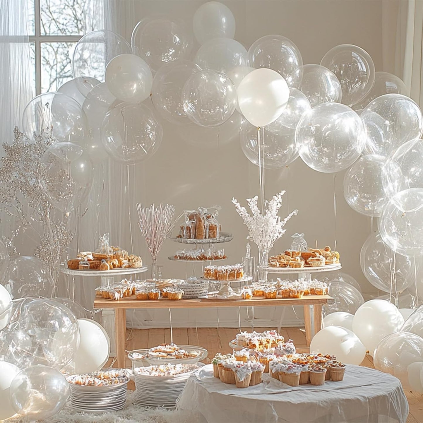 PartyWoo Clear Balloons - 120-Piece Transparent Balloon Arch Kit for Weddings, Graduations & Parties | 18", 12", 10", 5" Sizes