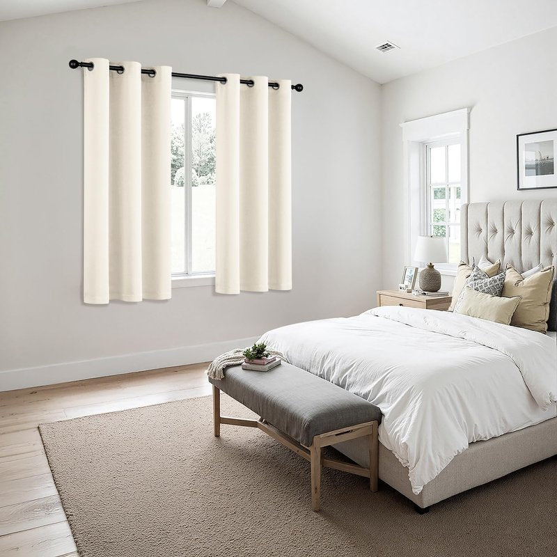 MIULEE Beige White Blackout Curtains for Bedroom Living Room 63 Inches Long 2 Panels, Thermal Insulated Room Darkening Drapes Solid Grommet Noise Reduction Light Blocking Window Treatments 40x63 Inch