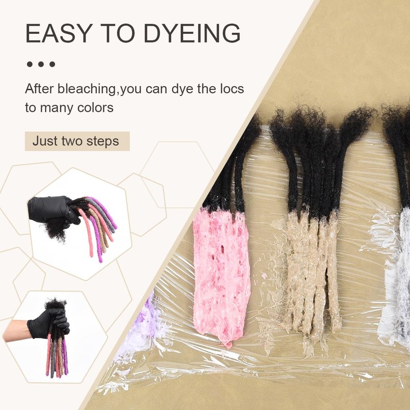 Real Human Hair Dreadlock Extensions - 16 Inch, 10 Strands, Soft & Dyeable | 0.6cm Thickness
