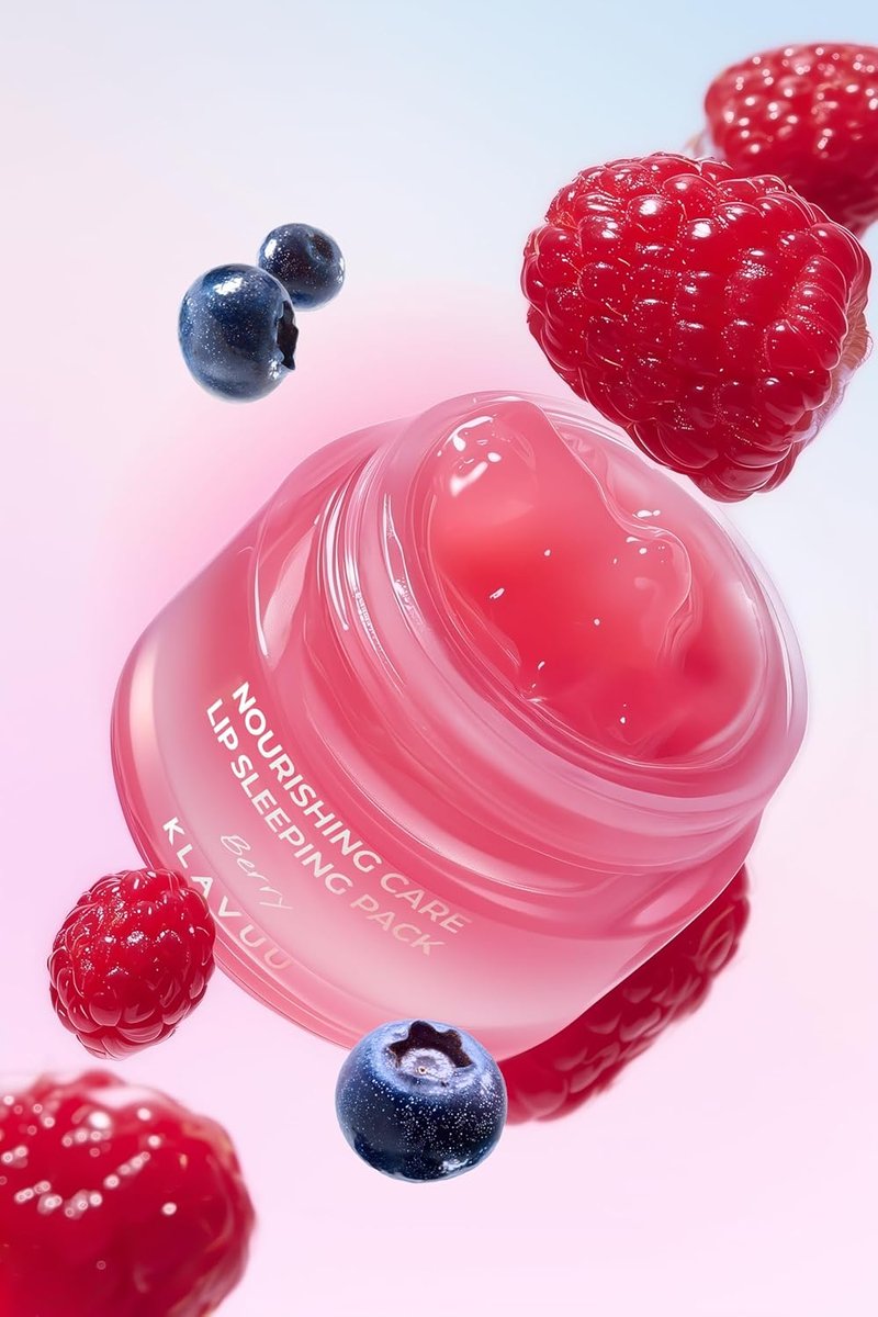 Klavuu Lip Mask – Overnight Hydrating Korean Lip Balm for Dry, Chapped Lips | Berry Exfoliating Treatment (0.7oz)