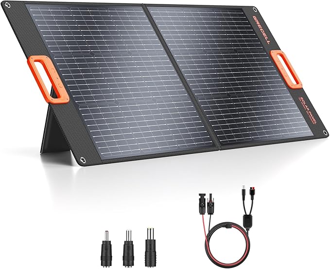 100W Portable Solar Panel for Power Station Generator, 20V Foldable Solar Cell Solar Charger with High-Efficiency Battery Charger for Outdoor Camping Van RV Trip