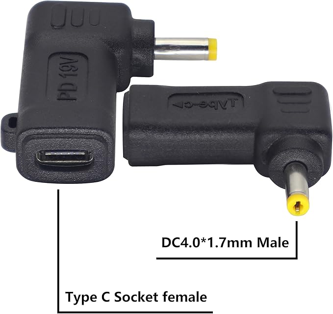 HCFeng 90W PD USB C to DC4017 Power Converter Type to DC 4017 Laptop Charging Adapter 19V 4A Type C Female to DC 4.0 x 1.7mm Male Power Adapter for Studio and Travel [PD-4017]