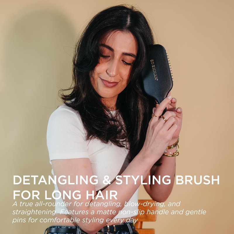 Denman Gentle Paddle Hairbrush - Comfortable Detangling & Blow-Drying Tool | Ideal for All Hair Types