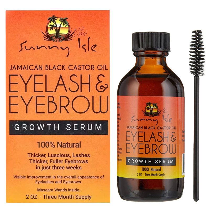 Sunny Isle Jamaican Black Castor Oil Eyelash & Eyebrow Growth Serum - Hexane Free, Paraben Free - 2 Pack