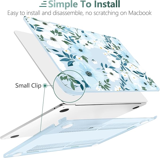 TWOLSKOO Compatible with MacBook Air 13 inch Case M5 2026 M4 2025 M3 M2 2024-2022 A3449 A3240 A3113 A2681, Plastic Hard Shell & Keyboard Cover for MacBook Air 13.6 inch Case, Floral Field Seamles