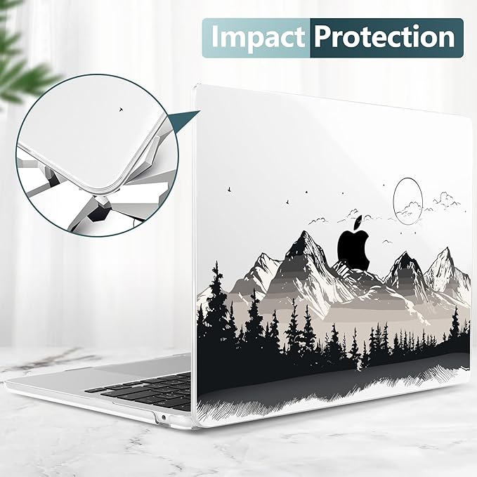 TWOLSKOO Compatible with MacBook Air 13 inch Case M5 2026 M4 2025 M3 M2 2024-2022 A3449 A3240 A3113 A2681, Plastic Hard Shell & Keyboard Cover for MacBook Air 13.6 inch Case, Mountain View