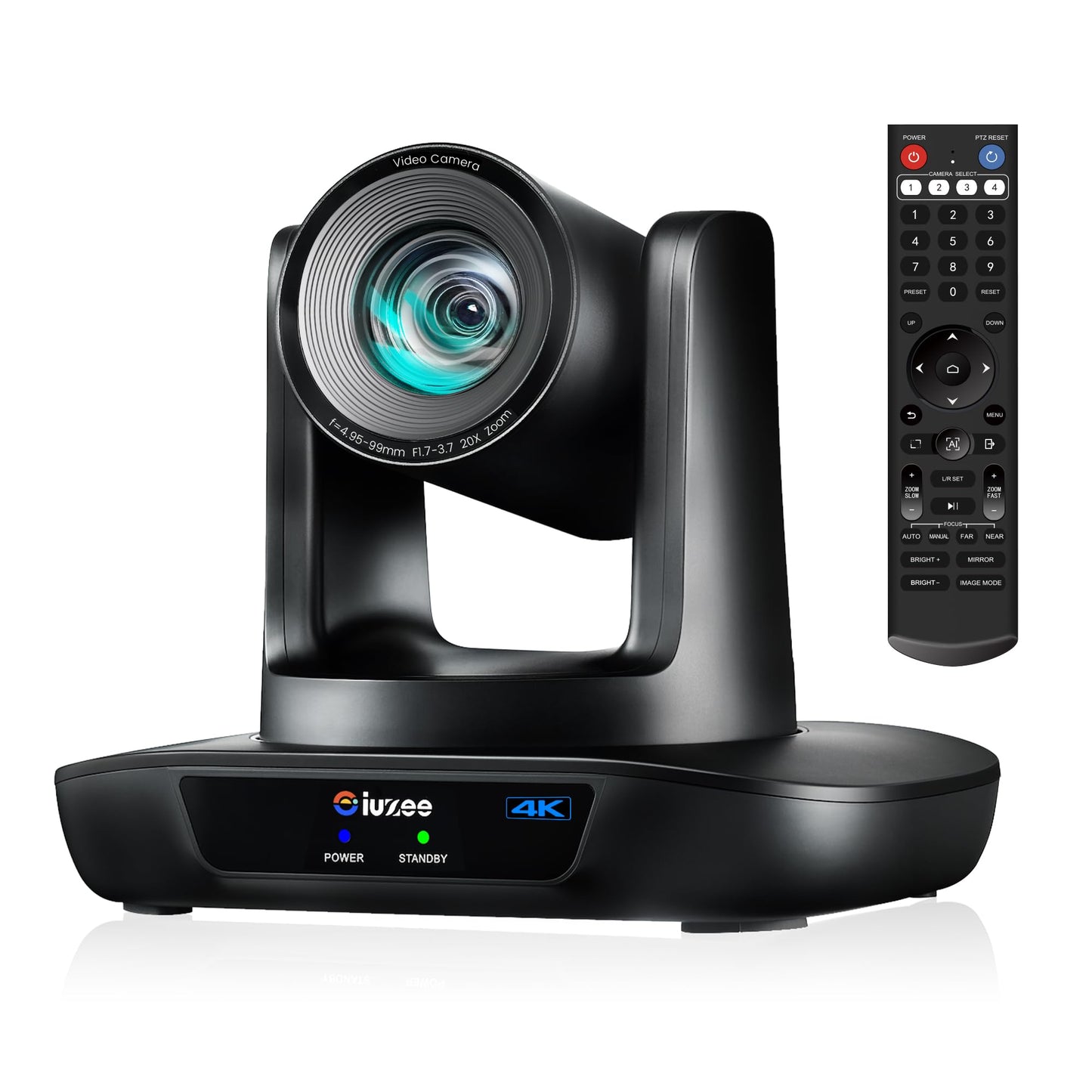 iuZee 4K UHD PTZ Camera AI-Auto Tracking, 20X Optical Zoom, USB3.0/HDMI/LAN PoE, IP Live Streaming, PTZ Conference Room Camera for Church Services Education Conference Events, Work with YouTube OBS