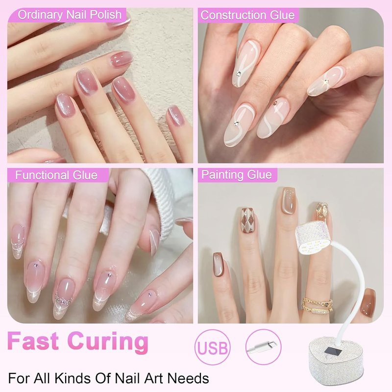 Mini UV Nail Lamp - 30W Fast Curing Gel Nail Light with Auto Sensor & 2 Timers | Rechargeable for Home & Salon Use