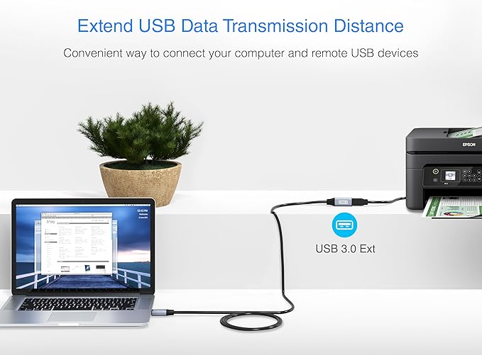 BlueRigger Active USB 3.0 Extension Cable 10FT (5 Gbps USB Extender Cord) - Long USB Extension Cable for Webcam, VR Headset, Printer, Hard Drive, Keyboard, Mouse